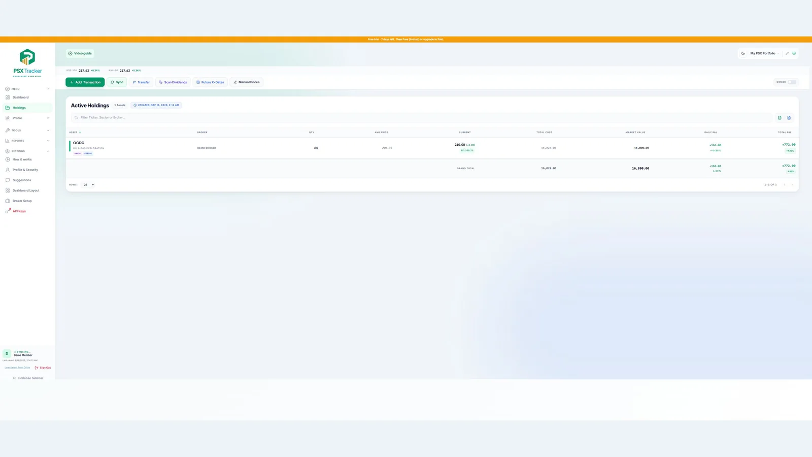 Check the Drive sync status before switching devices — demo account