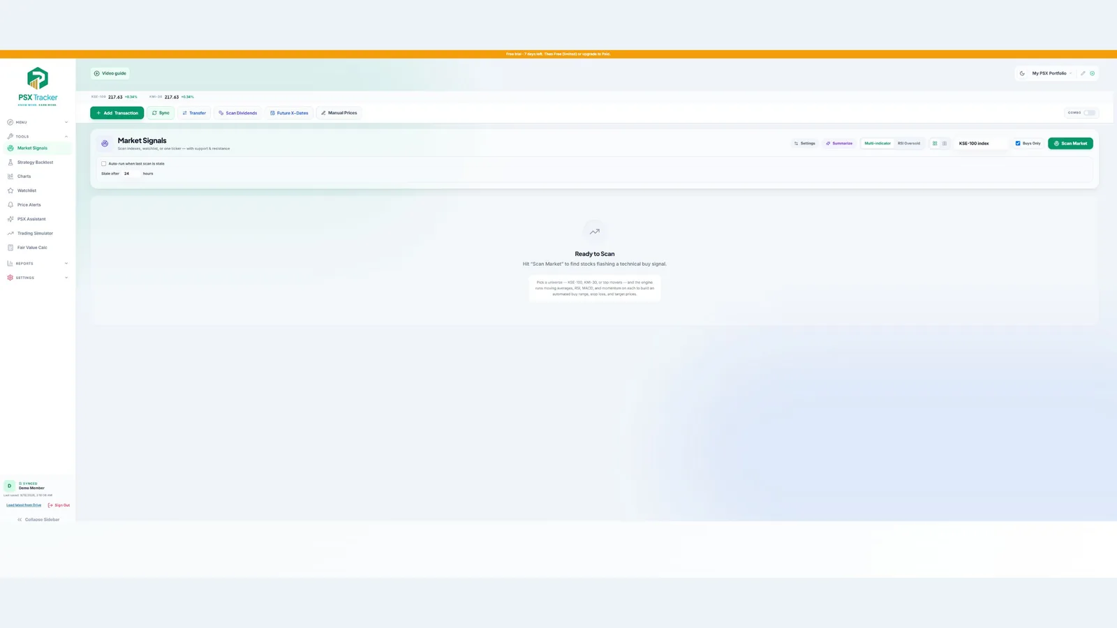 Configure when a stale market scan should run again — demo account