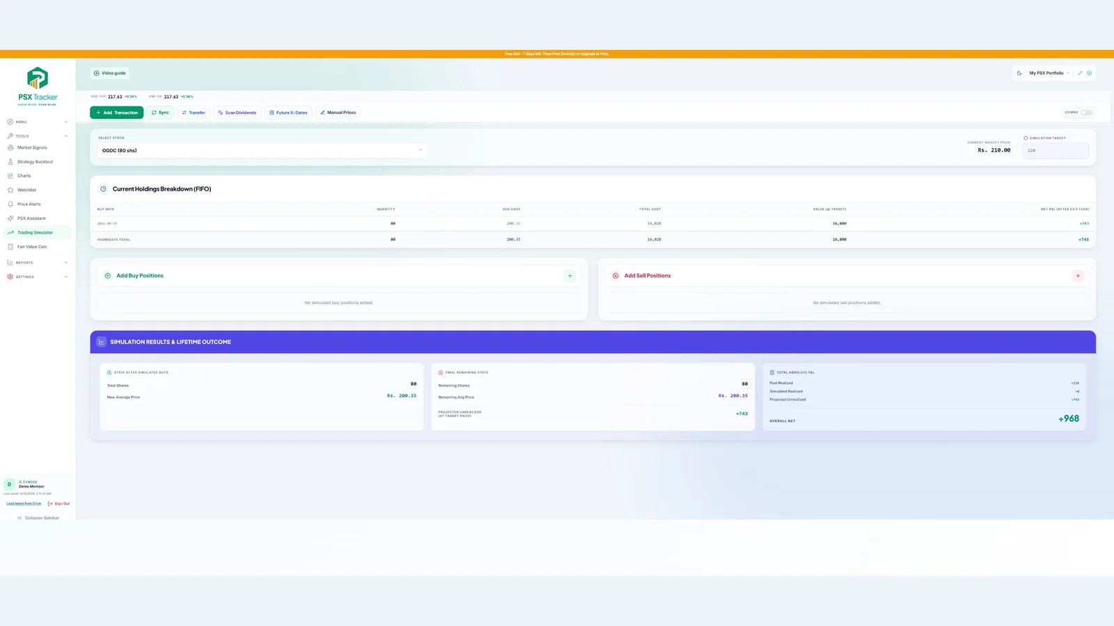 Practise with simulated buy and sell positions — demo account